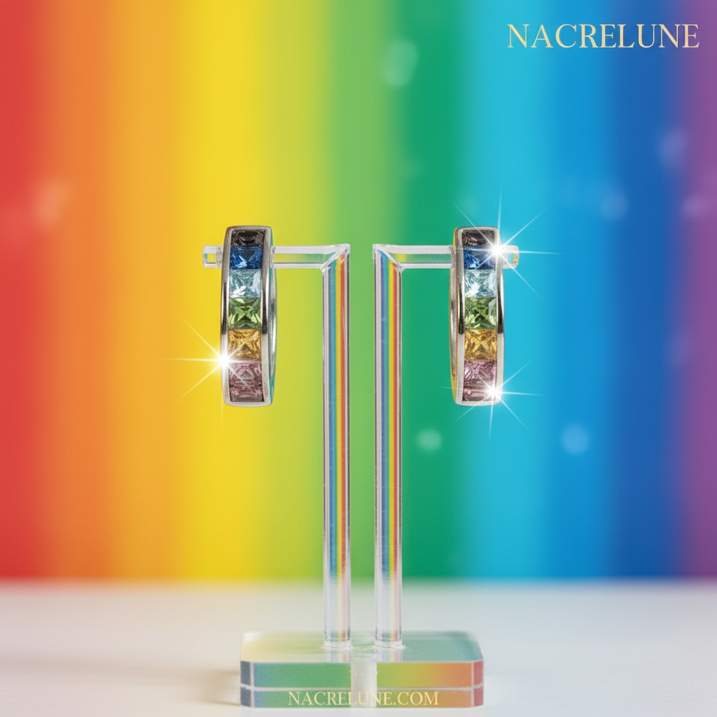 Boucles d’oreille en strass multicolores nacrelune.com boucles d'oreille