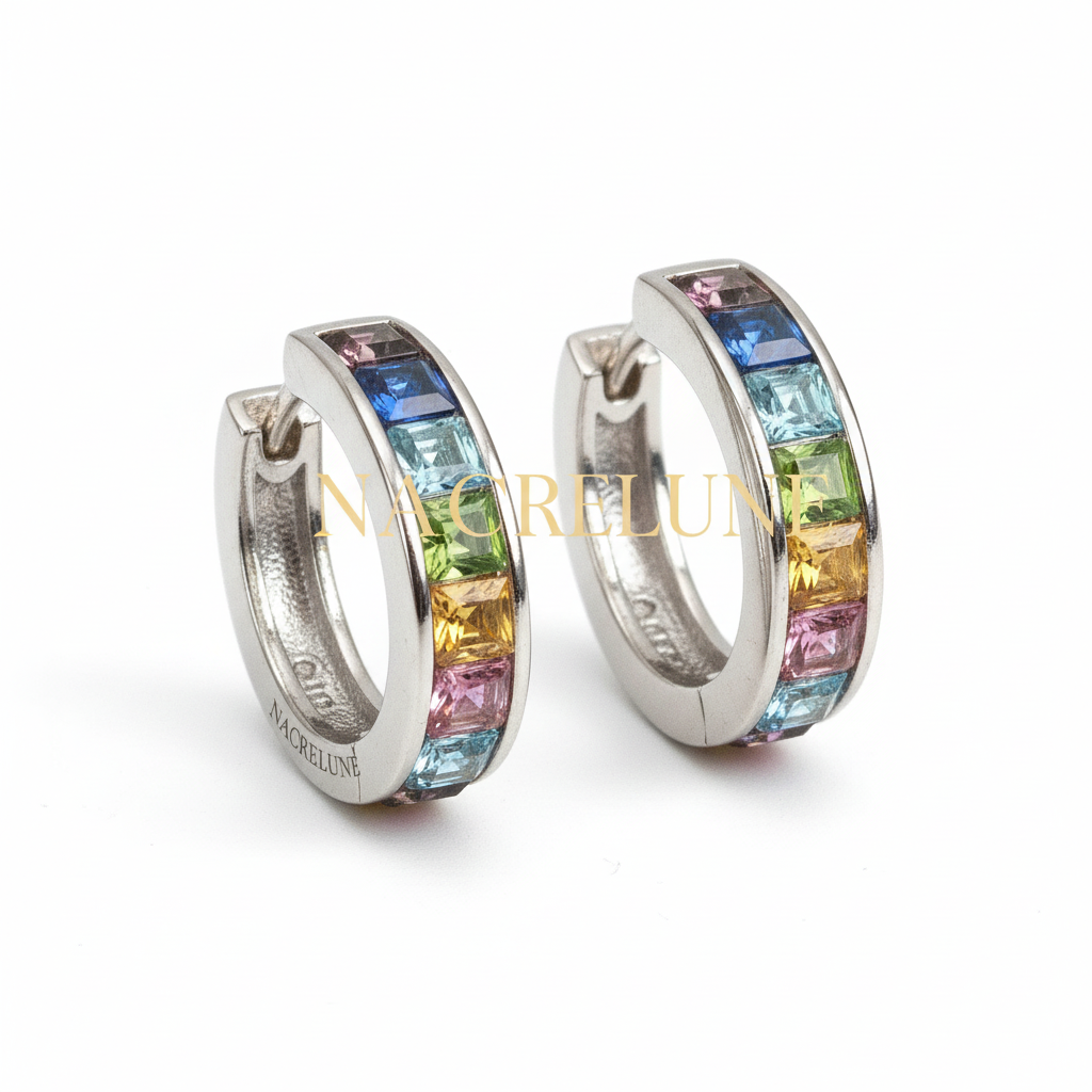 Boucles d’oreille en strass multicolores nacrelune.com boucles d'oreille