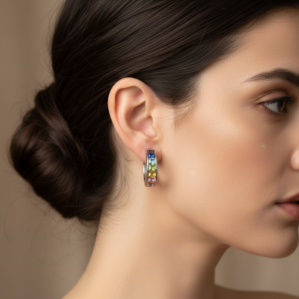 Boucles d’oreille en strass multicolores nacrelune.com boucles d'oreille