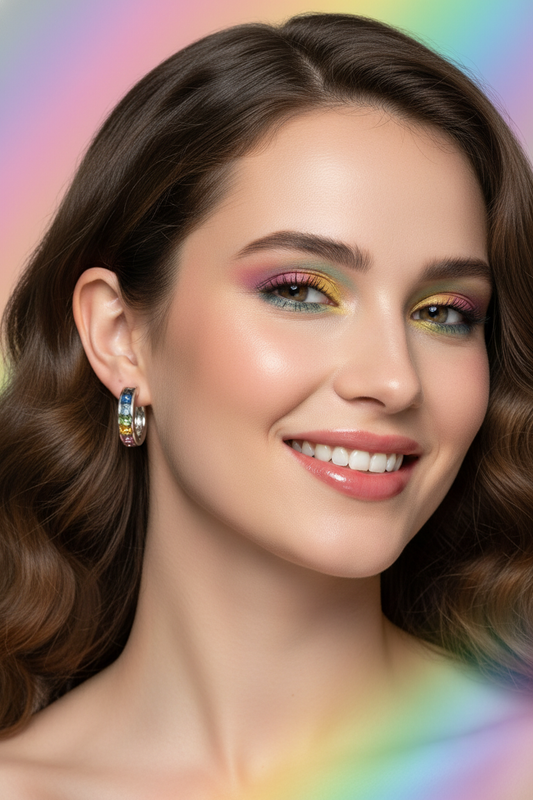 Boucles d’oreille en strass multicolores NACRELUNE boucles d'oreille