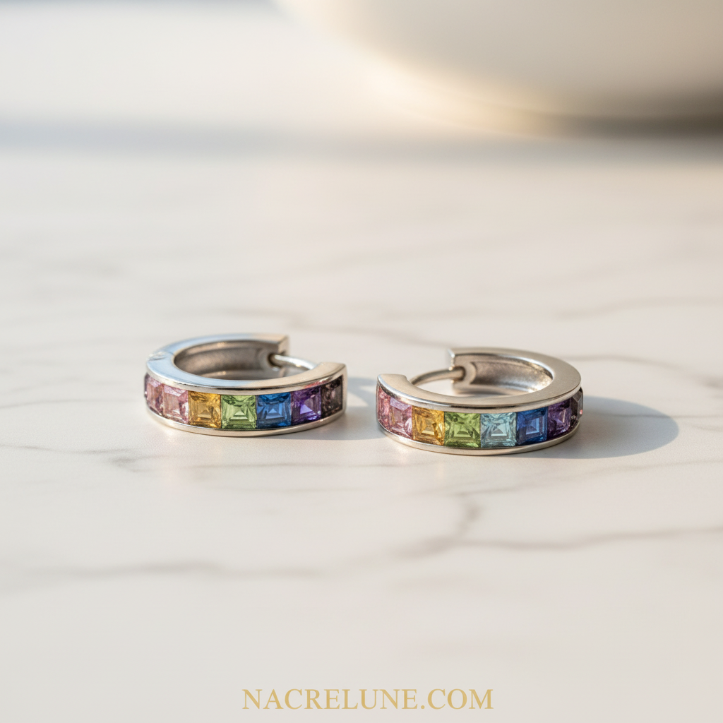 Boucles d’oreille en strass multicolores nacrelune.com boucles d'oreille