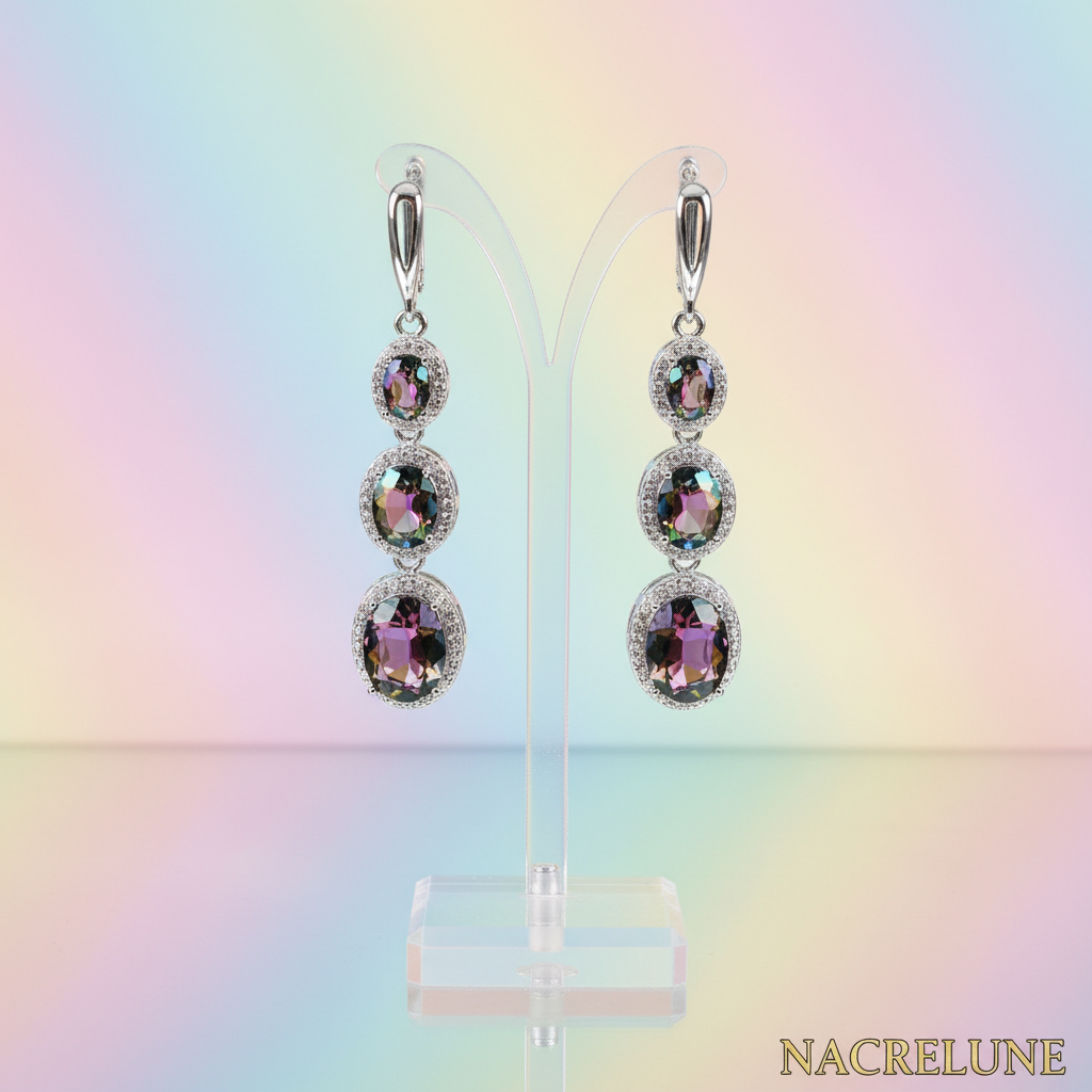 Boucles d’oreille en argent avec topazes mystiques nacrelune.com boucles d'oreille