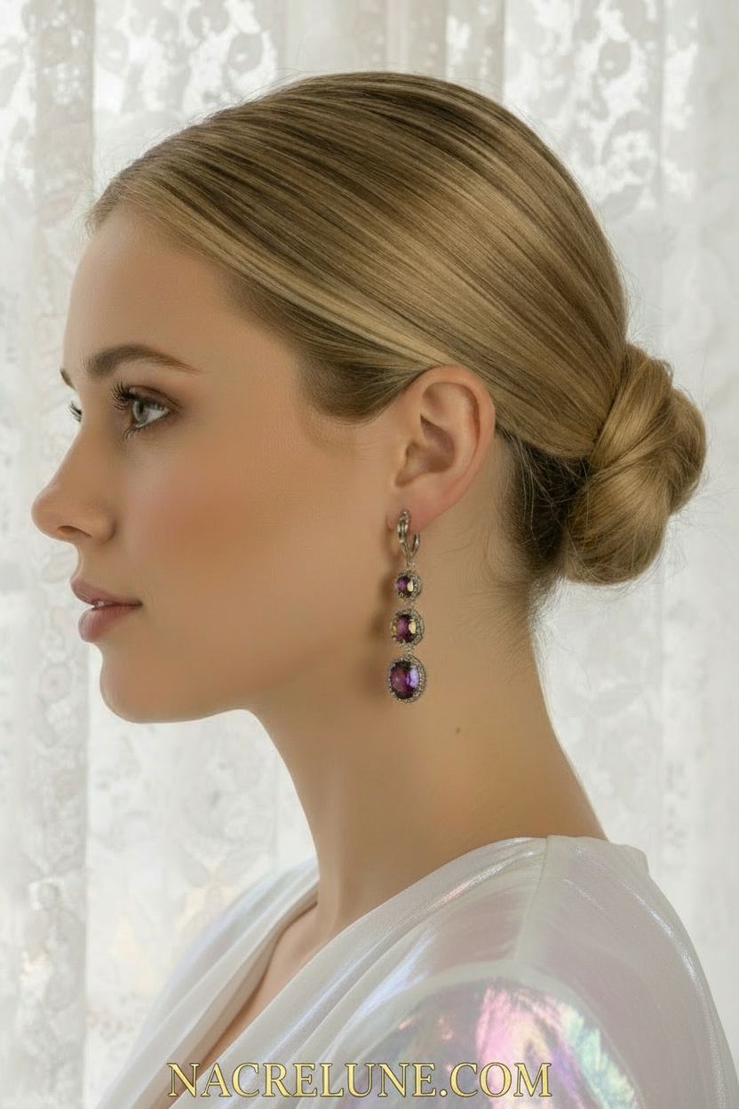 Boucles d’oreille en argent avec topazes mystiques NACRELUNE boucles d'oreille