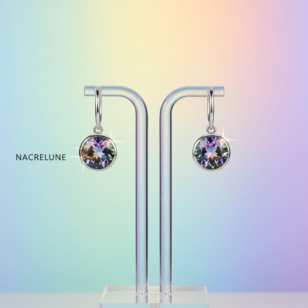 Boucles d’oreille en argent avec topazes taillées traitées mystique nacrelune.com boucles d'oreille
