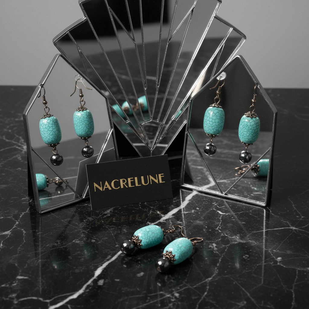 Boucles d’oreille en turquoise nacrelune.com boucles d'oreille