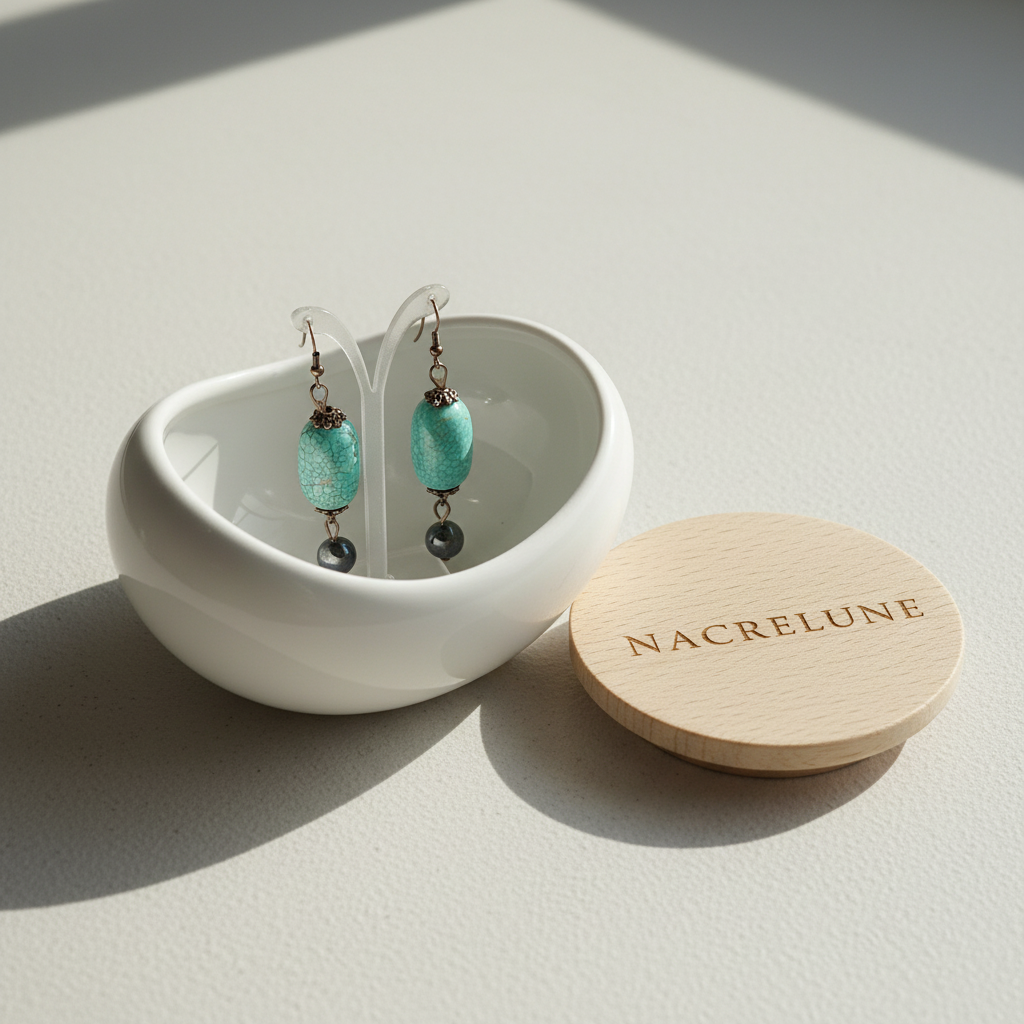 Boucles d’oreille en turquoise nacrelune.com boucles d'oreille