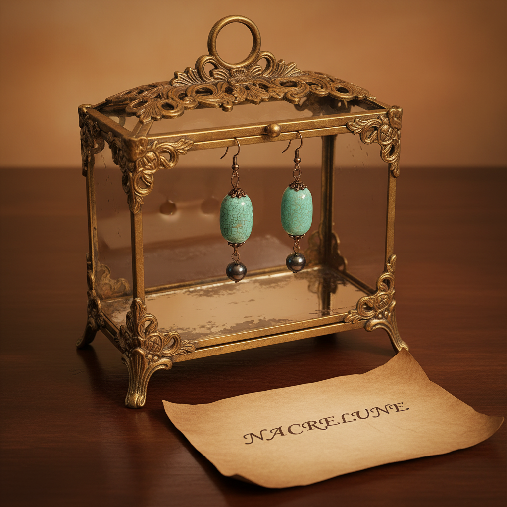 Boucles d’oreille en turquoise nacrelune.com boucles d'oreille