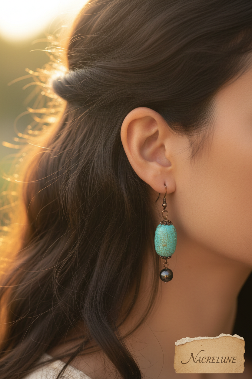 Boucles d’oreille en turquoise nacrelune.com boucles d'oreille