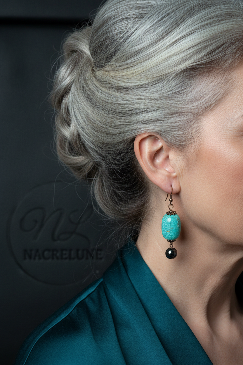 Boucles d’oreille en turquoise nacrelune.com boucles d'oreille