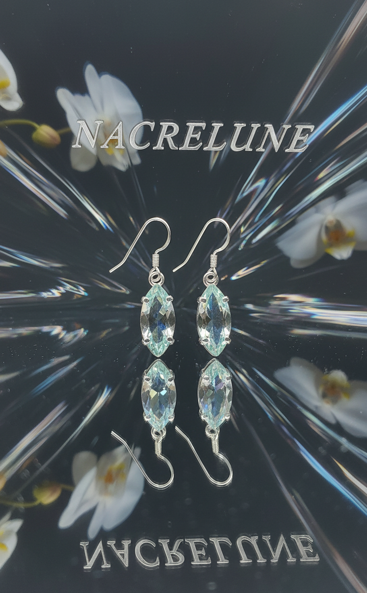 Pendientes de plata con topacio transparente y místico tratado.