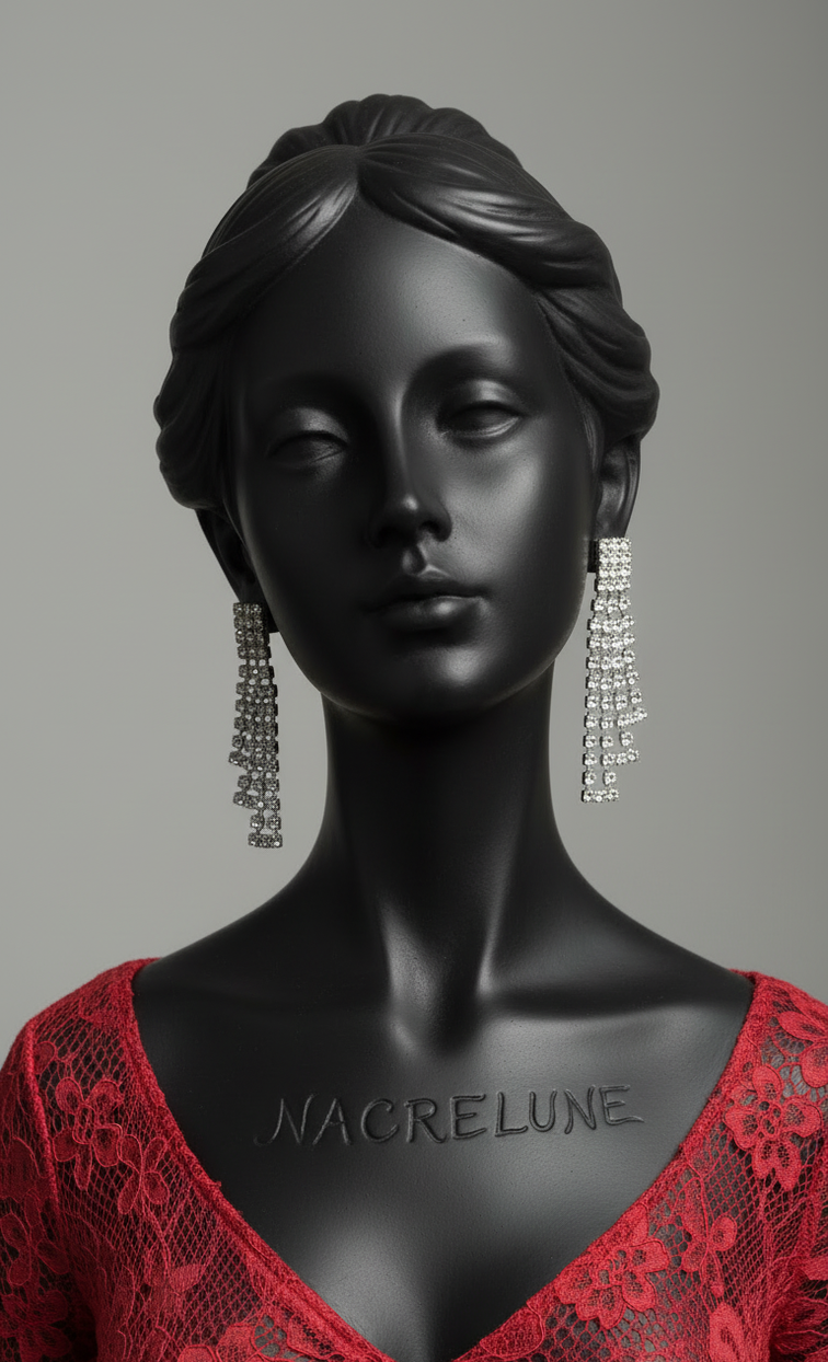 Longues Boucles d'Oreille en Strass Dégradé – Bijou Glamour Éclatant Petit Prix | NACRELUNE NACRELUNE boucles d'oreille
