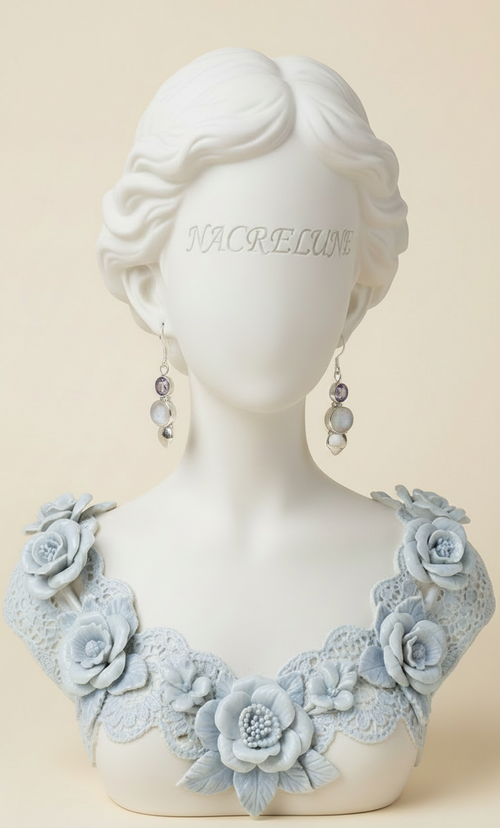 Boucles d'Oreille Argent 925 Pierres de Lune & Améthystes – Bijou Spirituel Semi-Précieux | NACRELUNE NACRELUNE boucles d'oreille