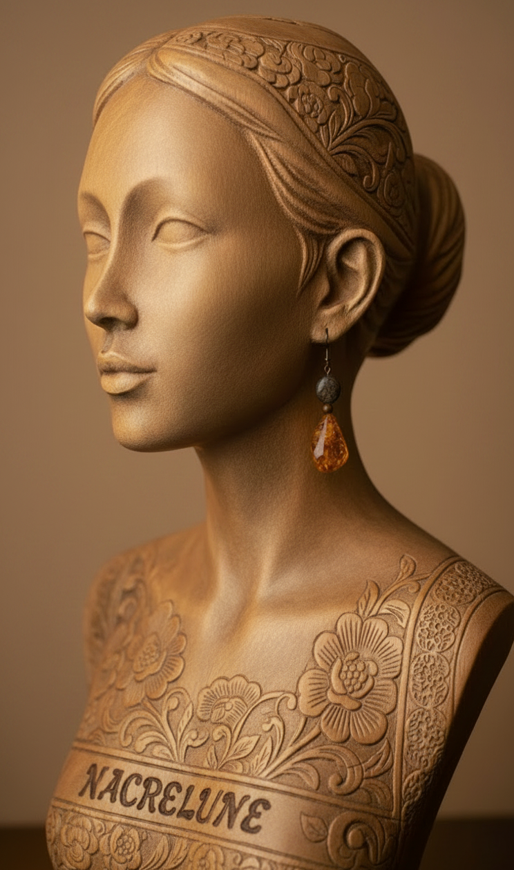 Boucles d'Oreille Bohème Ambre Pressé & Obsidienne Dorée – Bijou Naturel Tendance | NACRELUNE NACRELUNE boucles d'oreille