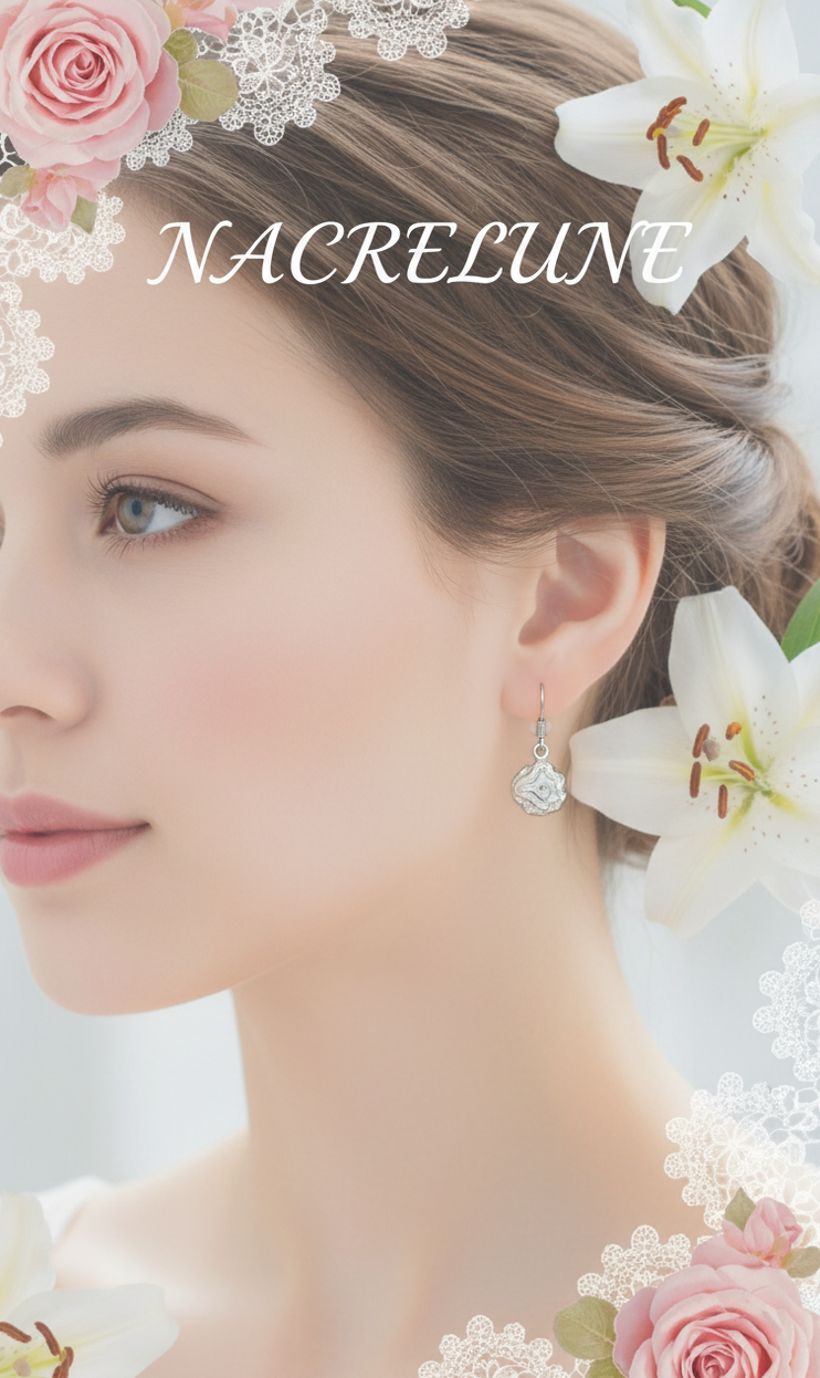 Boucles d'Oreille Argent 925 en Forme de Rose - Motif Floral Sculpte | NACRELUNE NACRELUNE boucles d'oreille