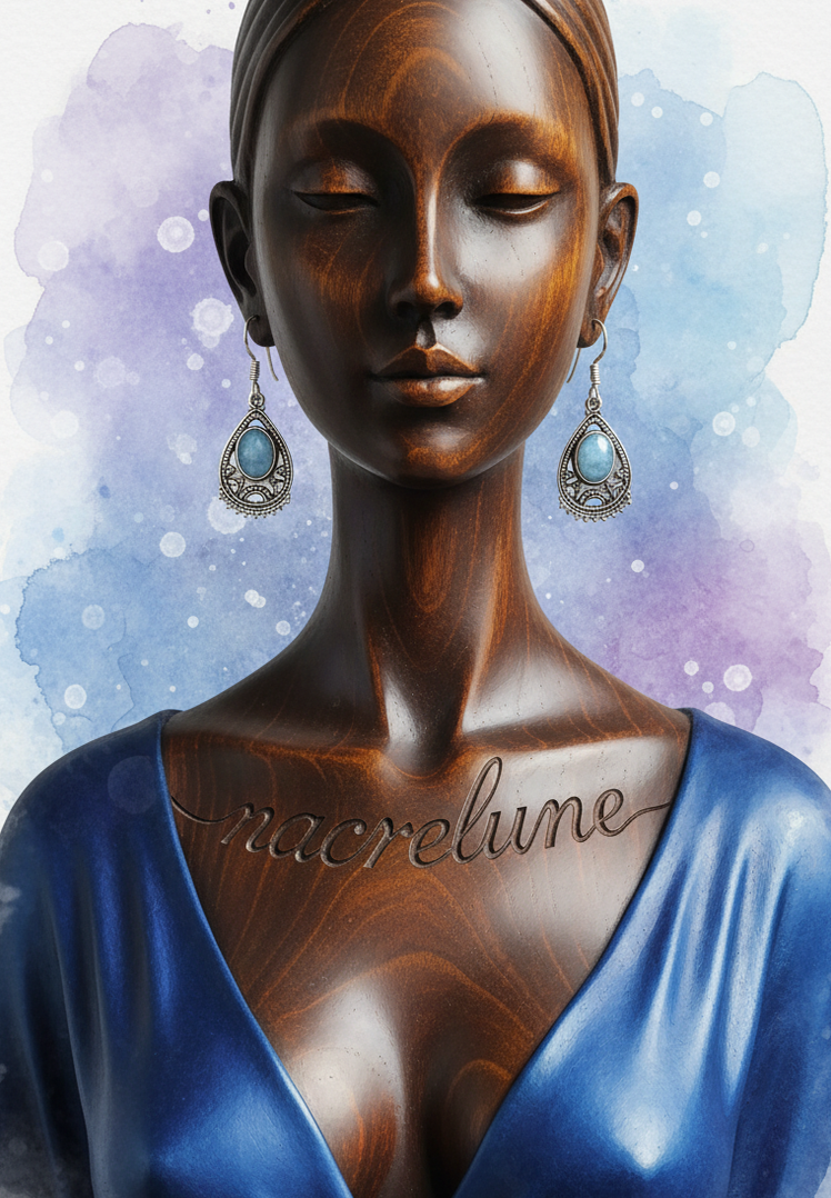Boucles d’oreilles en argent avec calcédoine bleue – Modèle 1-NACRELUNE NACRELUNE boucles d'oreille