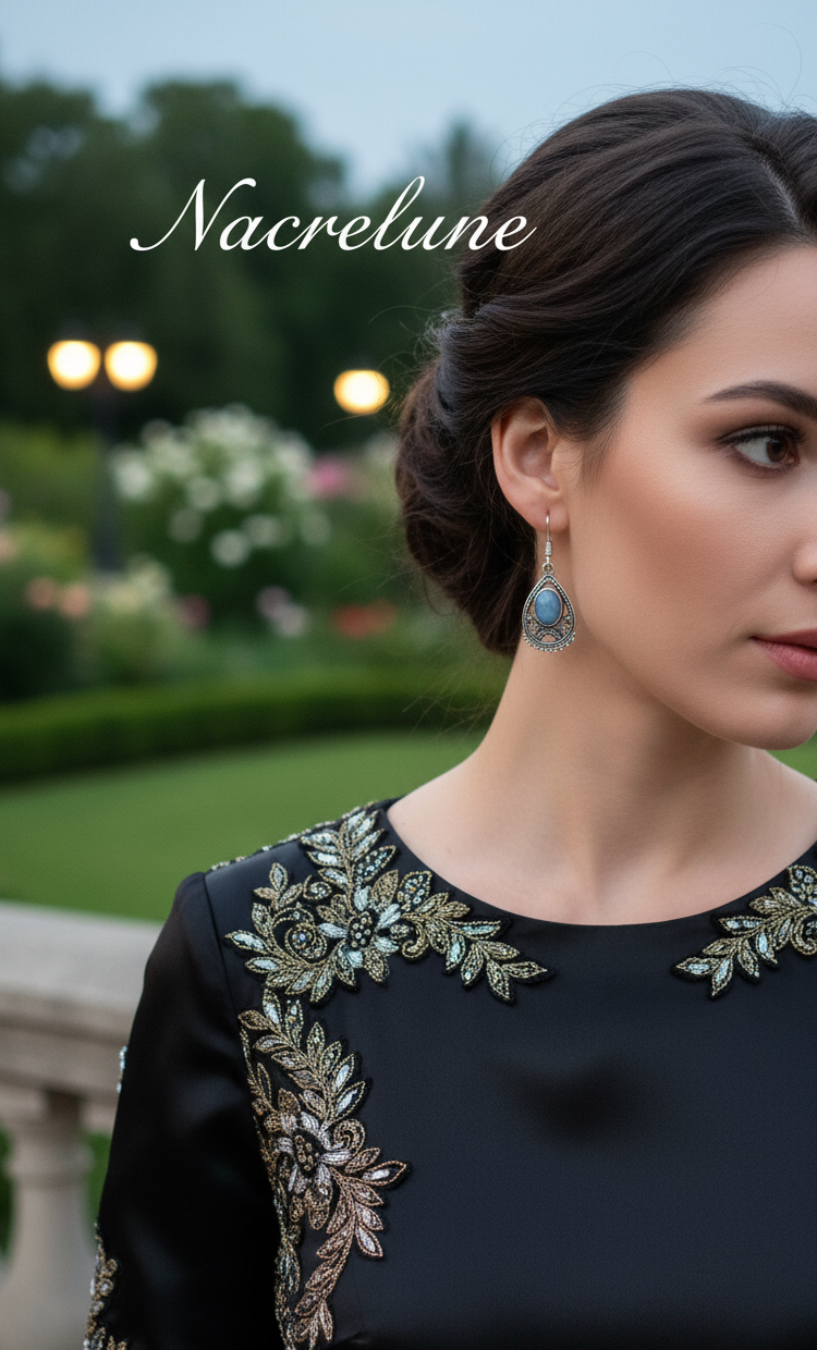 Boucles d’oreilles en argent avec calcédoine bleue – Modèle 1-NACRELUNE NACRELUNE boucles d'oreille