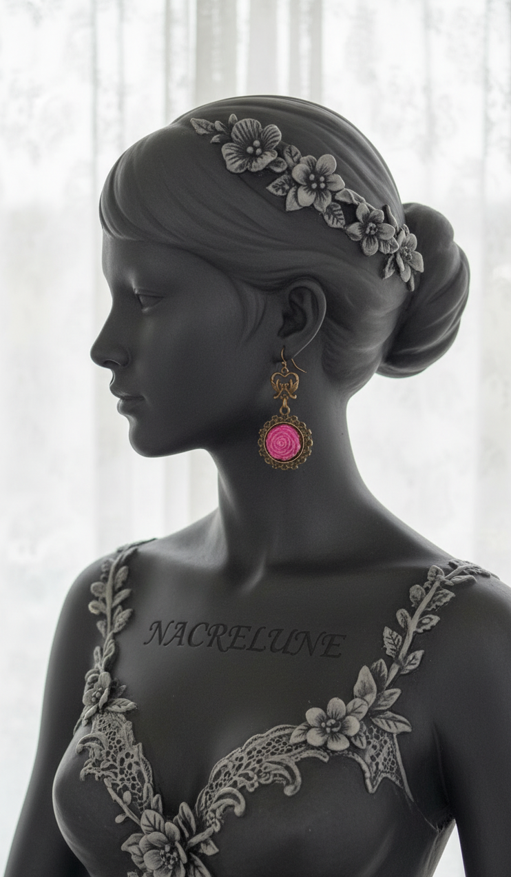 Pendientes románticos con flores rosas