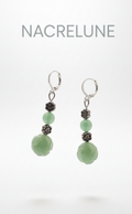 Boucles d'Oreilles Aventurine Pierre Naturelle Verte nacrelune.com boucles d'oreille