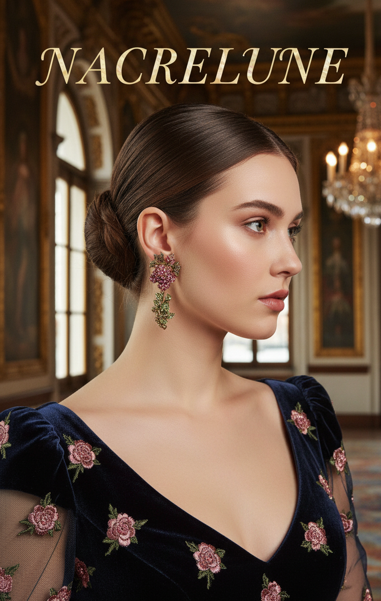 Boucles d’oreilles en strass en forme de roses – 6 couleurs au choix-NACRELUNE NACRELUNE boucles d'oreille
