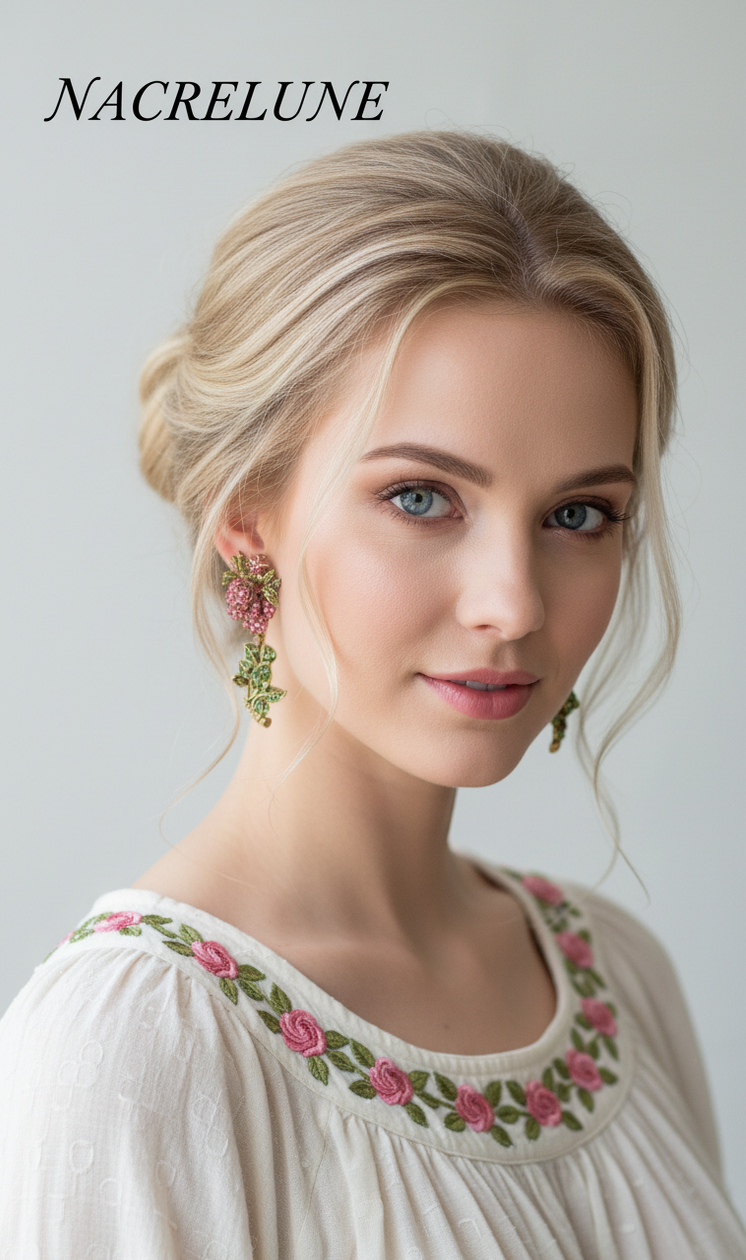 Boucles d’oreilles en strass en forme de roses – 6 couleurs au choix-NACRELUNE NACRELUNE boucles d'oreille