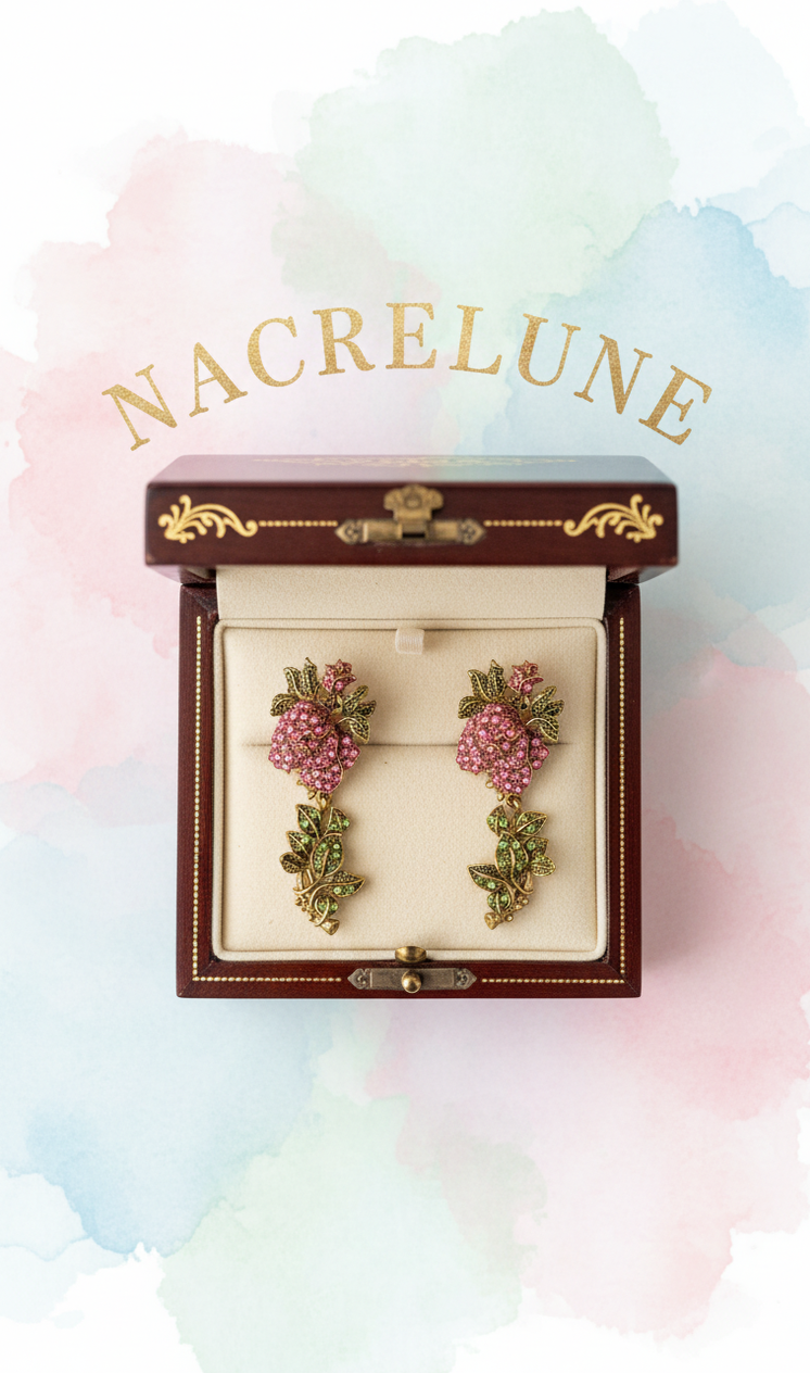 Boucles d’oreilles en strass en forme de roses – 6 couleurs au choix-NACRELUNE Rose NACRELUNE boucles d'oreille