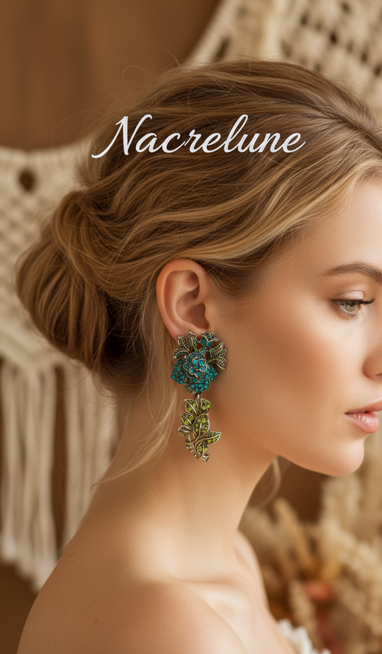Boucles d’oreilles en strass en forme de roses – 6 couleurs au choix-NACRELUNE NACRELUNE boucles d'oreille