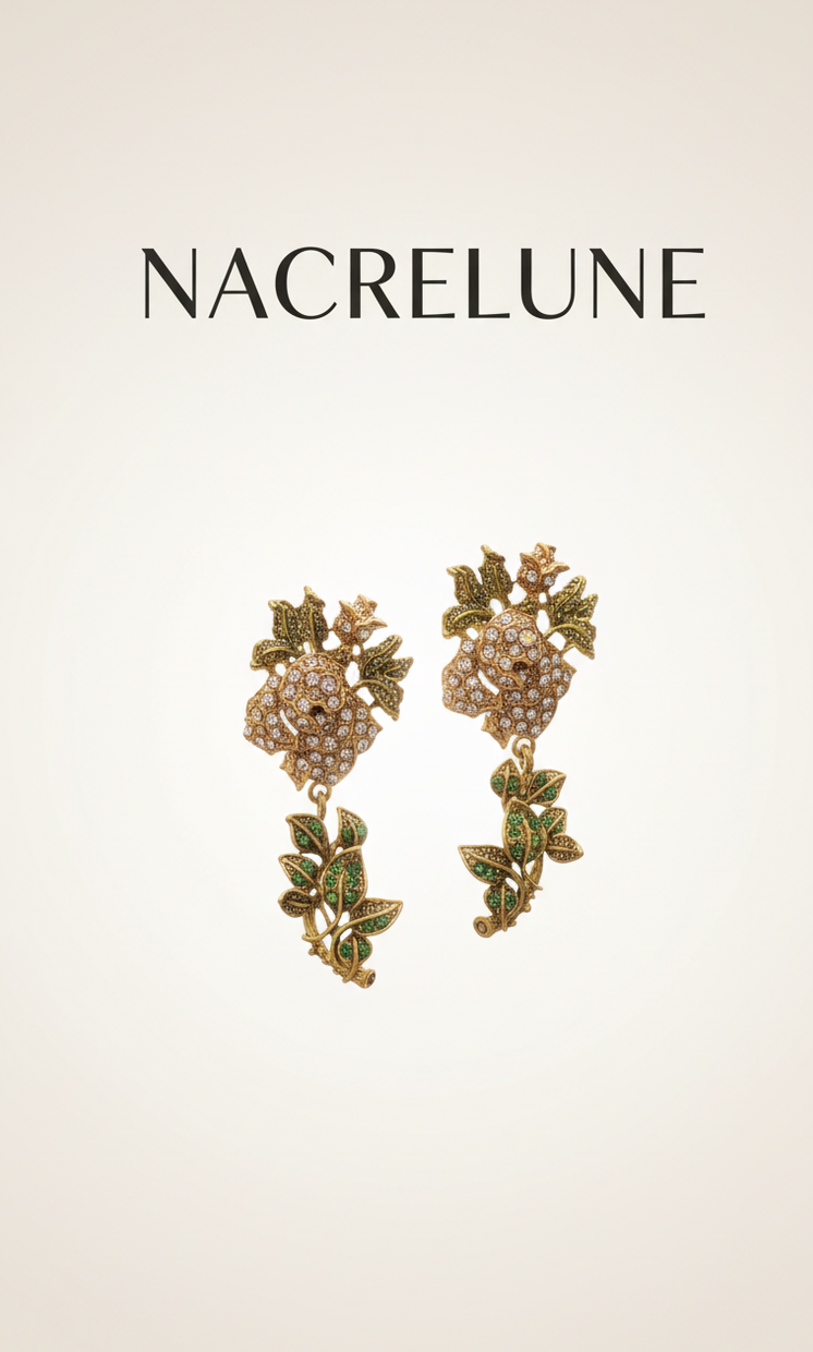 Boucles d’oreilles en strass en forme de roses – 6 couleurs au choix-NACRELUNE Marron NACRELUNE boucles d'oreille