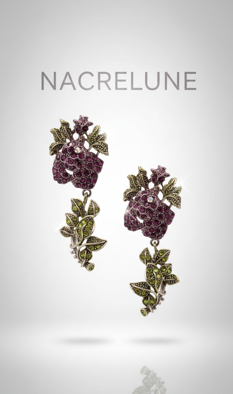 Boucles d’oreilles en strass en forme de roses – 6 couleurs au choix-NACRELUNE Mauve NACRELUNE boucles d'oreille