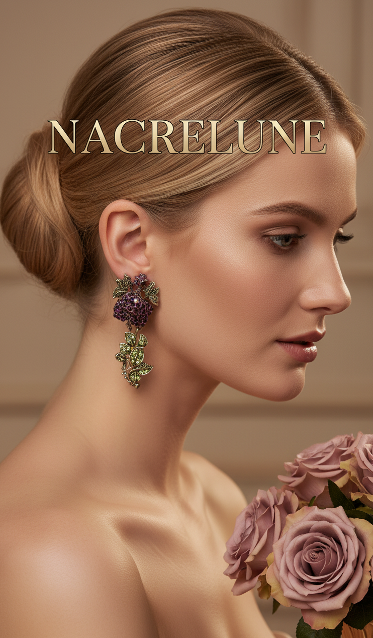 Boucles d’oreilles en strass en forme de roses – 6 couleurs au choix-NACRELUNE NACRELUNE boucles d'oreille