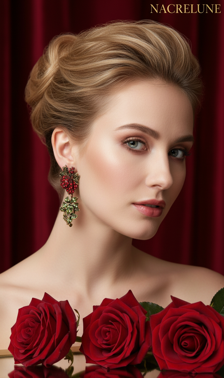 Boucles d’oreilles en strass en forme de roses – 6 couleurs au choix-NACRELUNE NACRELUNE boucles d'oreille