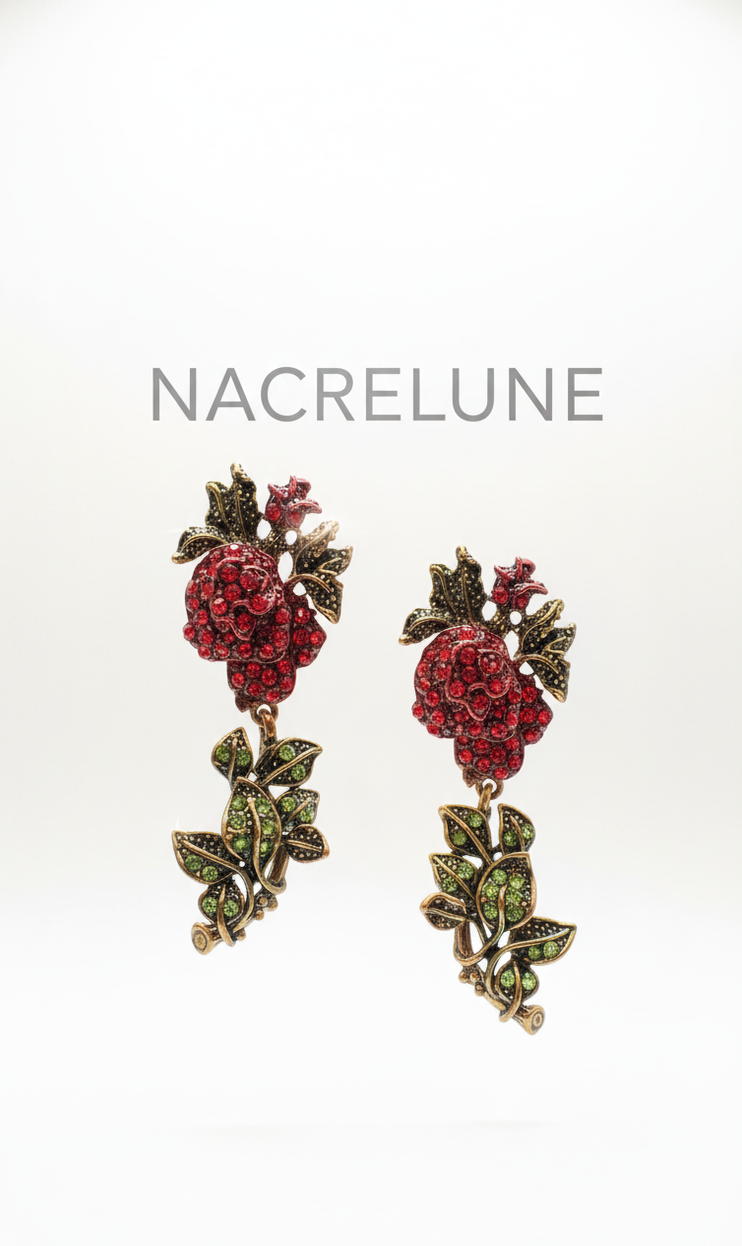 Boucles d’oreilles en strass en forme de roses – 6 couleurs au choix-NACRELUNE Rouge NACRELUNE boucles d'oreille