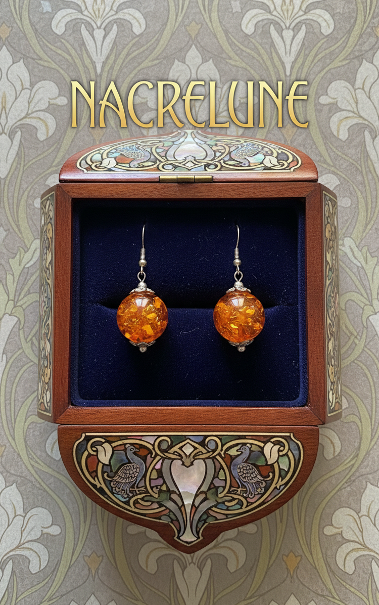 Boucles d’oreilles en ambre pressé (reconstitué)-NACRELUNE NACRELUNE boucles d'oreille