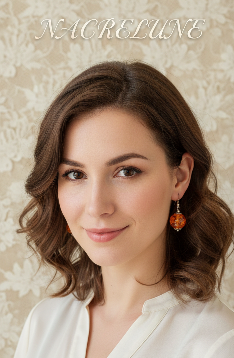 Boucles d’oreilles en ambre pressé (reconstitué)-NACRELUNE NACRELUNE boucles d'oreille