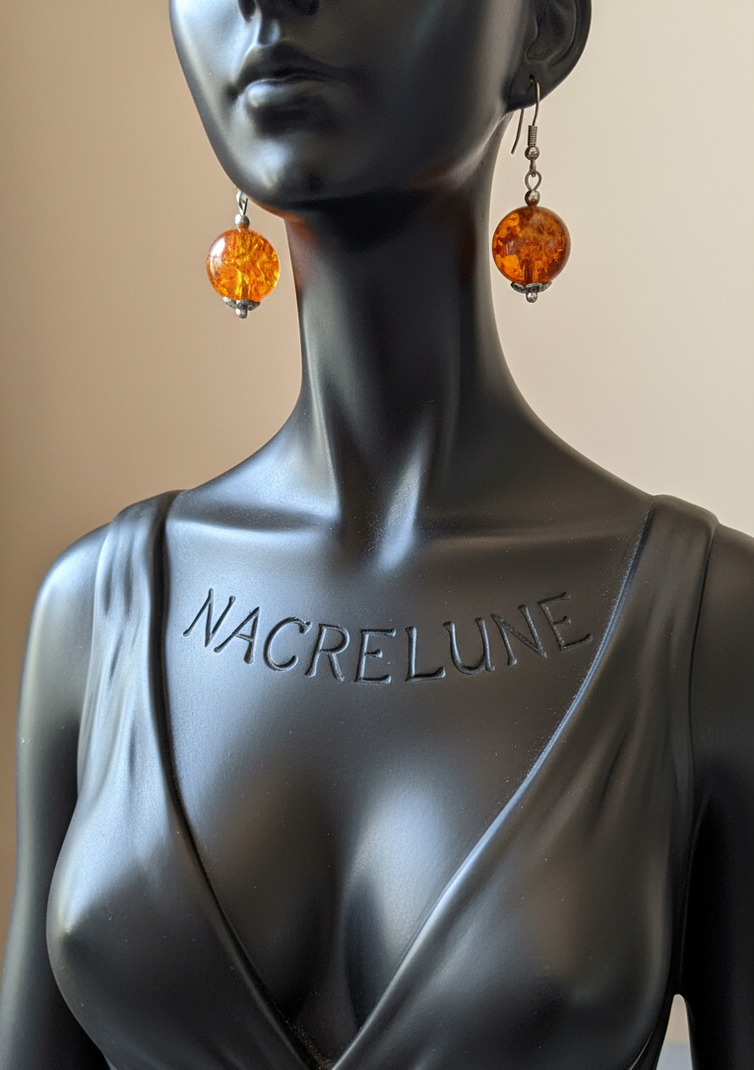 Boucles d’oreilles en ambre pressé (reconstitué)-NACRELUNE NACRELUNE boucles d'oreille