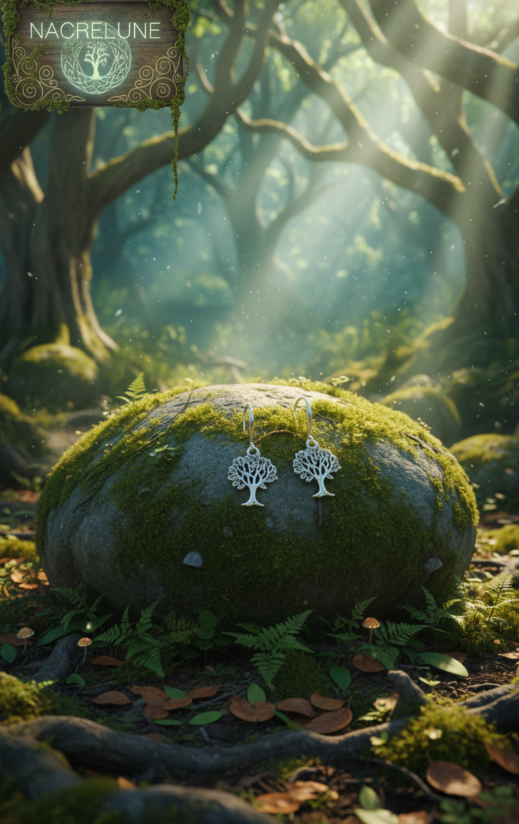 Boucles d'oreille arbre en été – Bijou nature & éclat estival | NACRELUNE
