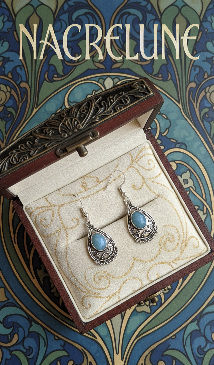 Boucles d’oreilles en argent avec calcédoine bleue – Modèle 1-NACRELUNE NACRELUNE boucles d'oreille