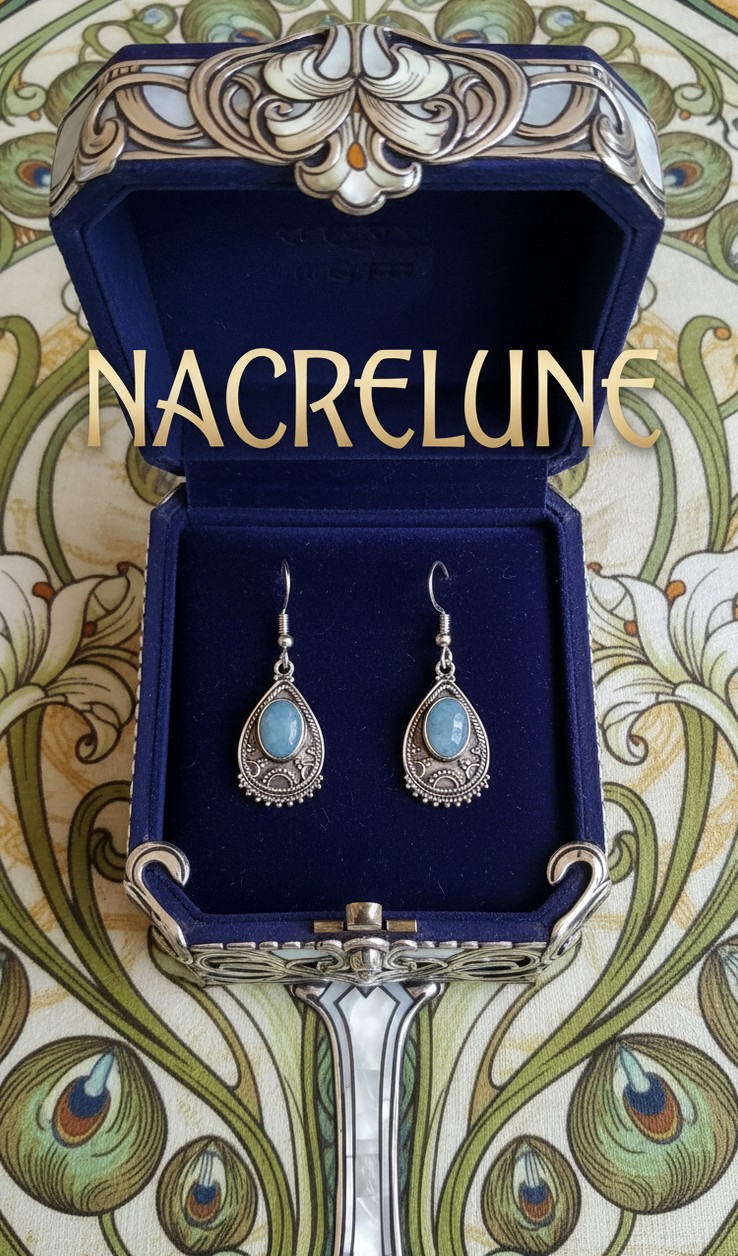 Boucles d’oreilles en argent avec calcédoine bleue – Modèle 1-NACRELUNE NACRELUNE boucles d'oreille