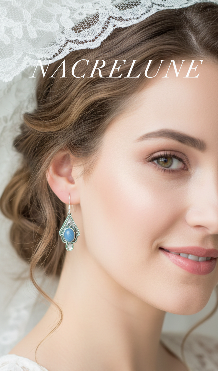 Boucles d’oreilles argent 925 et calcédoine bleue – Modèle 2-NACRELUNE NACRELUNE boucles d'oreille