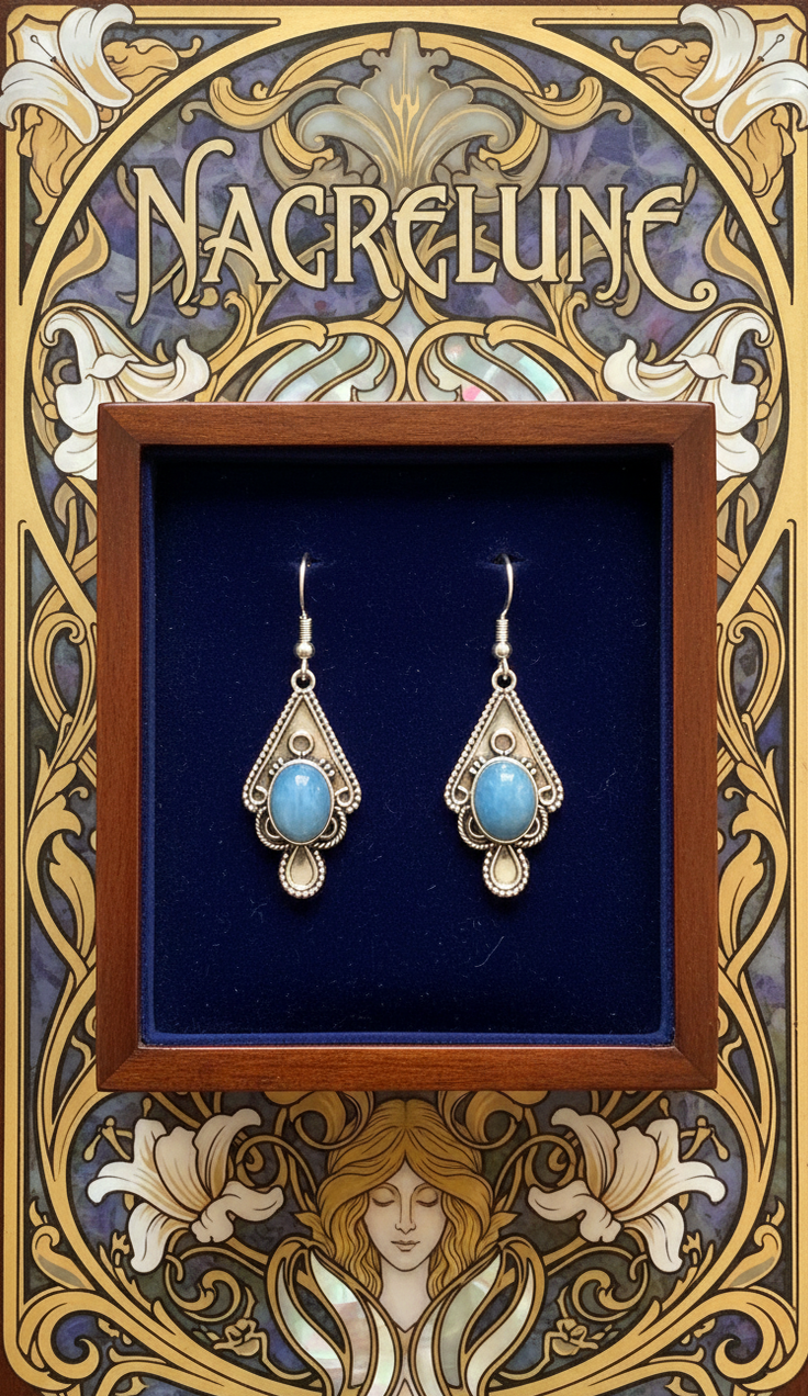 Boucles d’oreilles argent 925 et calcédoine bleue – Modèle 2-NACRELUNE NACRELUNE boucles d'oreille