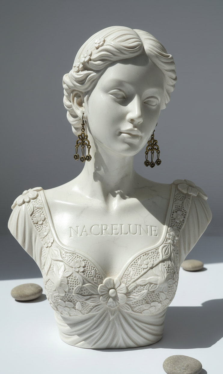 Boucles d'oreille Pendantes Dorées – Chandelier Filigrane & Perles | NACRELUNE NACRELUNE boucles d'oreille