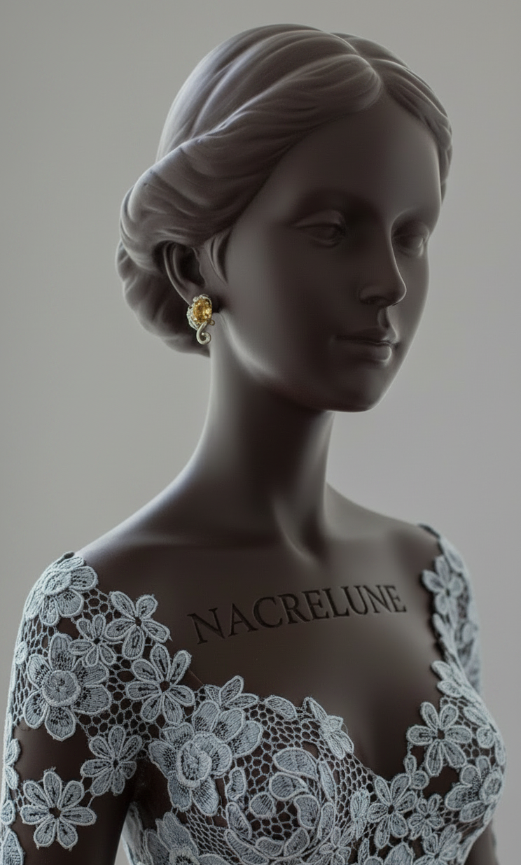 Boucles d'Oreille Argent 925 et Citrines – Bijou Semi-Précieux Lumineux | NACRELUNE
