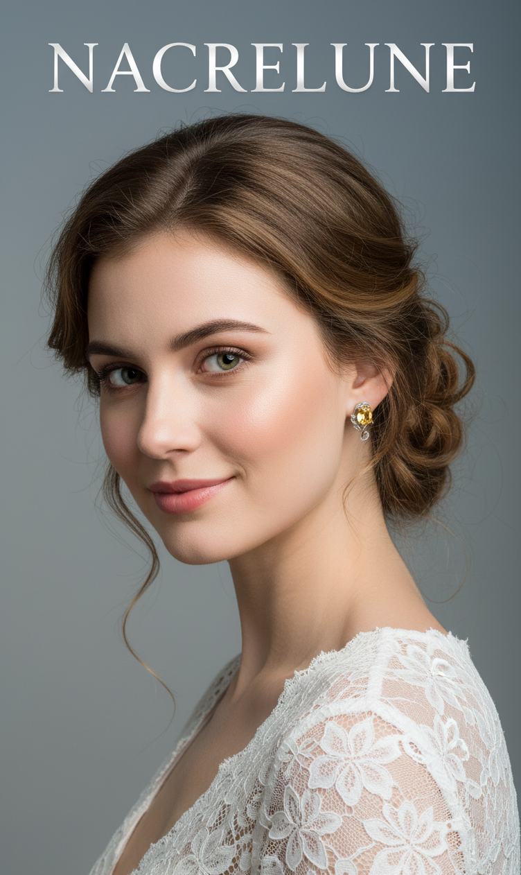 Boucles d'Oreille Argent 925 et Citrines – Bijou Semi-Précieux Lumineux | NACRELUNE NACRELUNE boucles d'oreille