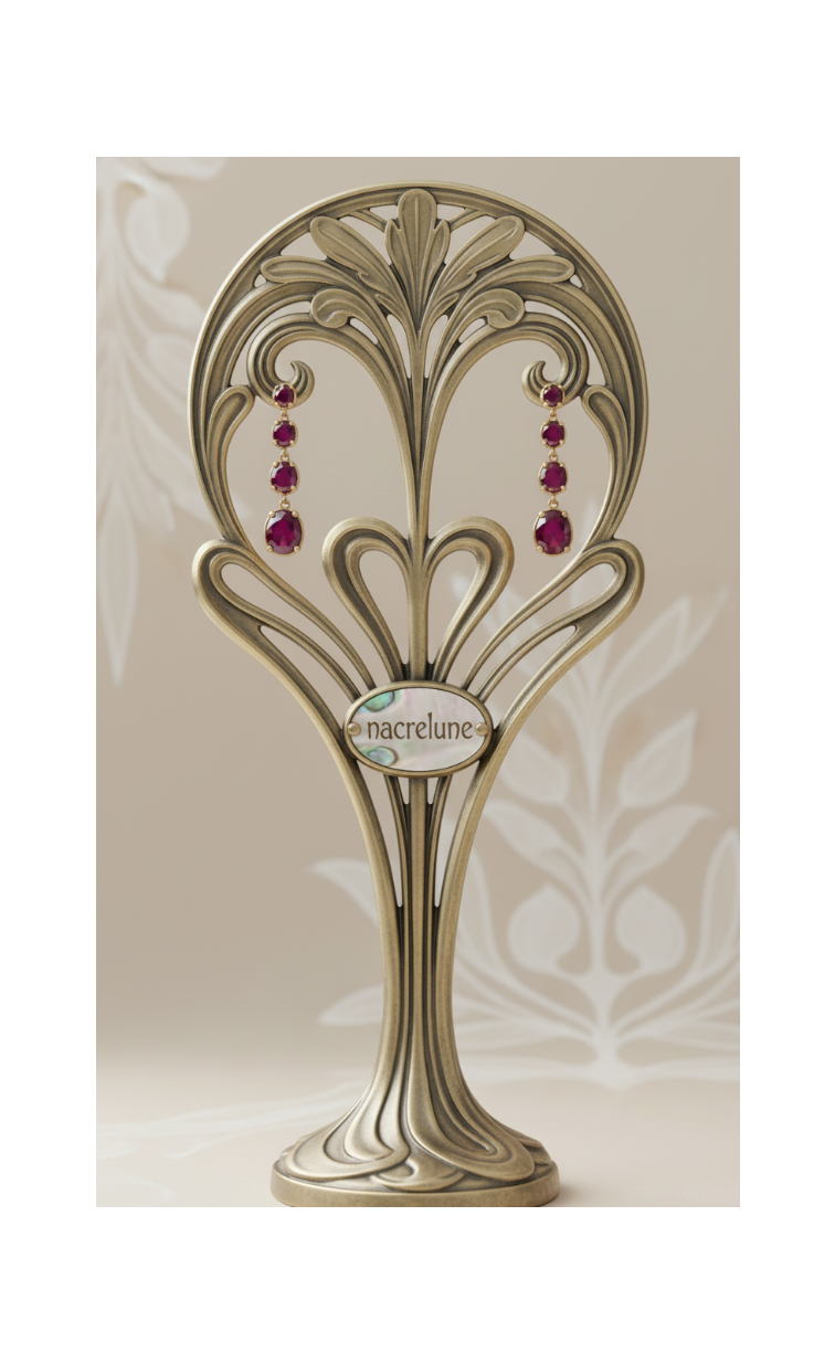 👑Boucles d’oreille clip vintage imitation rubis