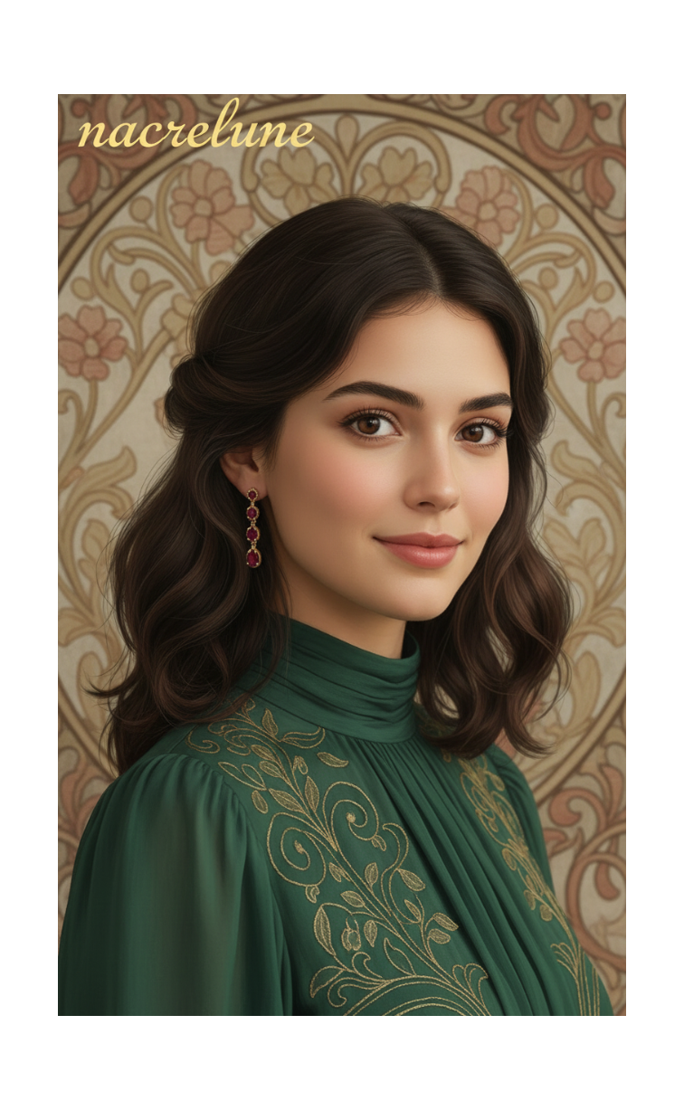 👑Boucles d’oreille clip vintage imitation rubis