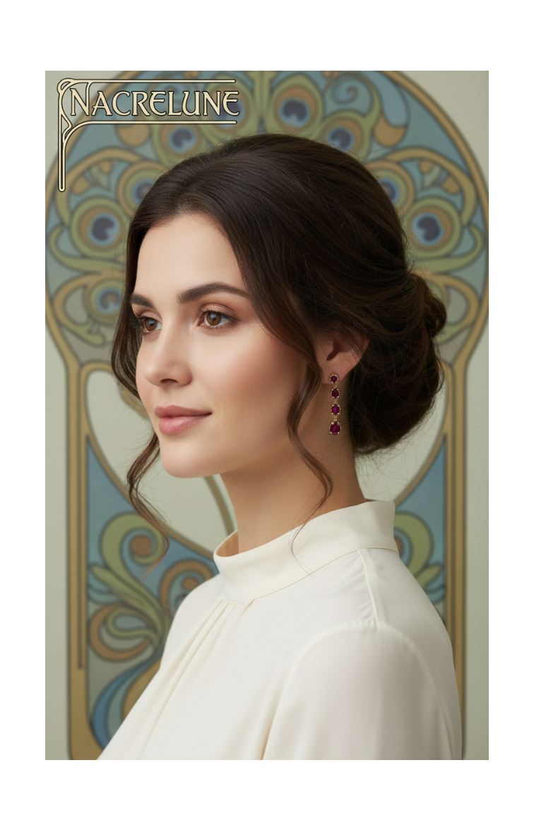 👑Boucles d’oreille clip vintage imitation rubis
