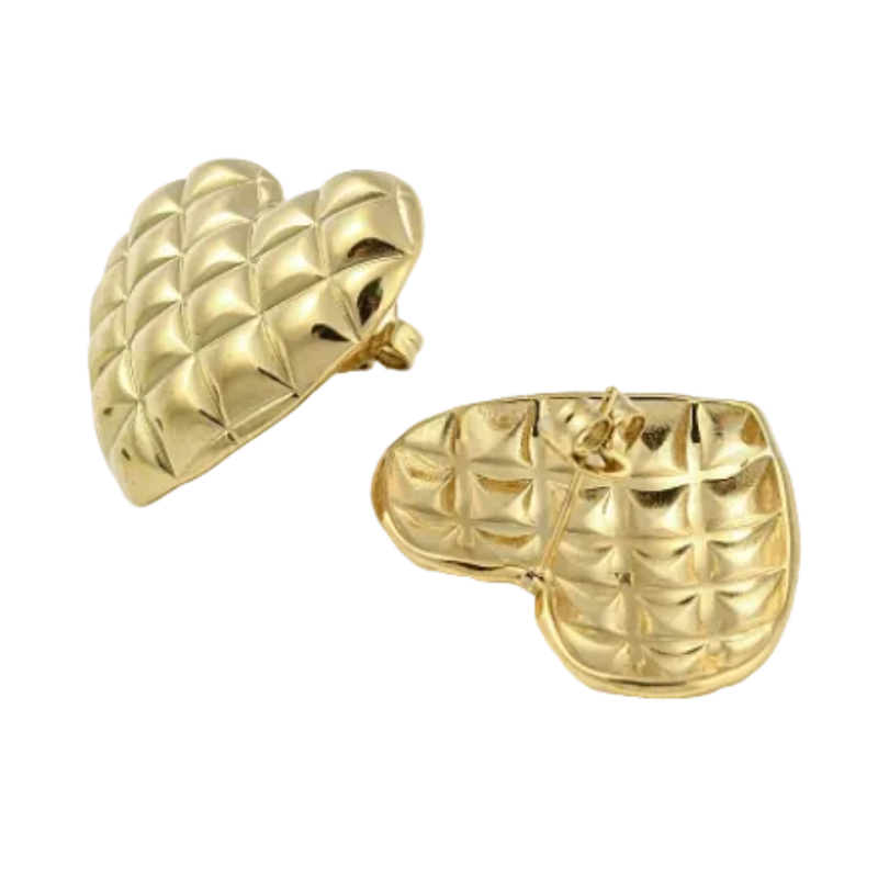 Boucles d'Oreille Cœur Matelassé Plaqué Or – Puffy Heart | NACRELUNE NACRELUNE boucles d'oreille
