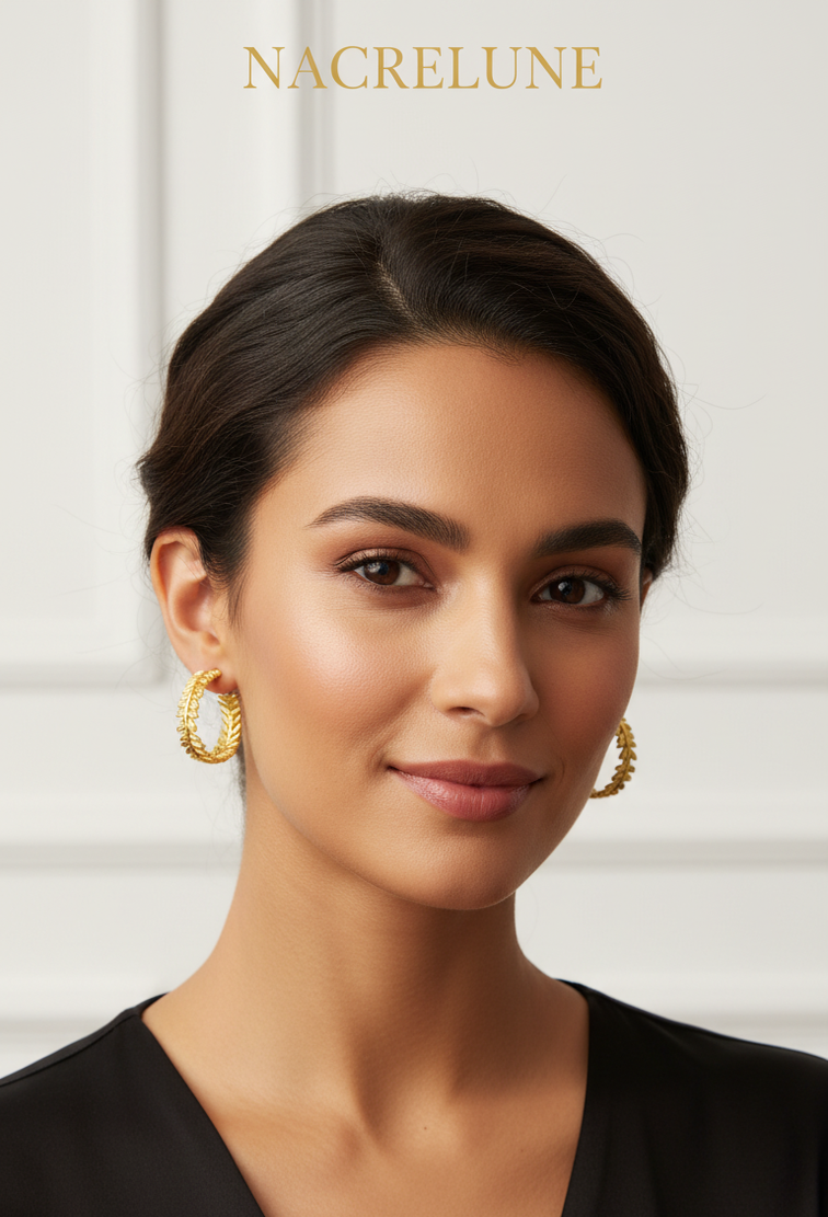 Boucles d'oreilles Créoles Acacia – Cuivre Plaqué Or 18K NACRELUNE boucles d'oreille