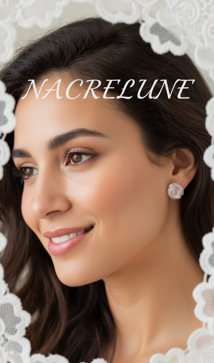 Boucles d’oreilles en cristal de roche en forme de rose-NACRELUNE NACRELUNE boucles d'oreille