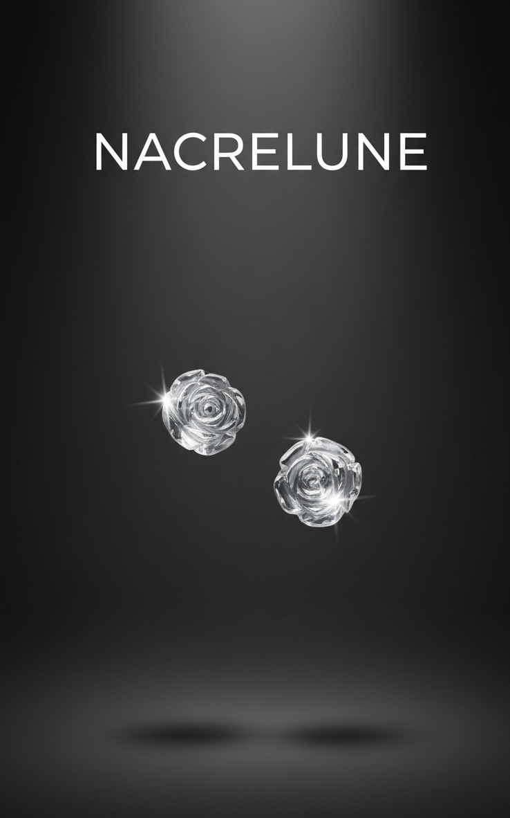 Boucles d’oreilles en cristal de roche en forme de rose-NACRELUNE NACRELUNE boucles d'oreille