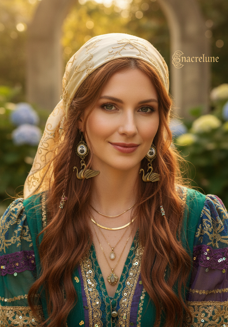 Swan cameo earrings